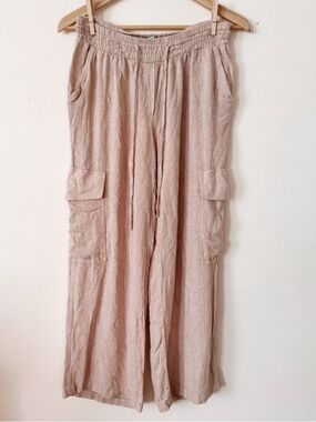 Blue Sol Wide-Leg Linen-Blend Pants small